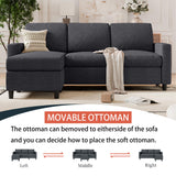 SUNLEI 73.6" Modular Sectional Sofa, Comfy Cloud Couch with Movable Ottoman Deep Seat L Shaped Modular Sofa, Sectional Couches for Living Room and Apartment, Black SUNLEI