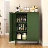 XIOMIOHTRQ Metal Locker Cabinet, Green Storage Cabinets with 2 Doors and Adjustable Shelves, 3 Tier Modern Storage Freestanding Sideboard for Living Room,School,Office Home Kitchen and Coffee Bar XIOMIOHTRQ