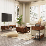 HAIOOU Mid Century Modern TV Stand, 52" Wooden TV Console with Slatted Sliding Doors and Storage for 50/55/60 Inch TV, Small Entertainment Center Media Console Cabinet for Living Room - Walnut Brown HAIOOU