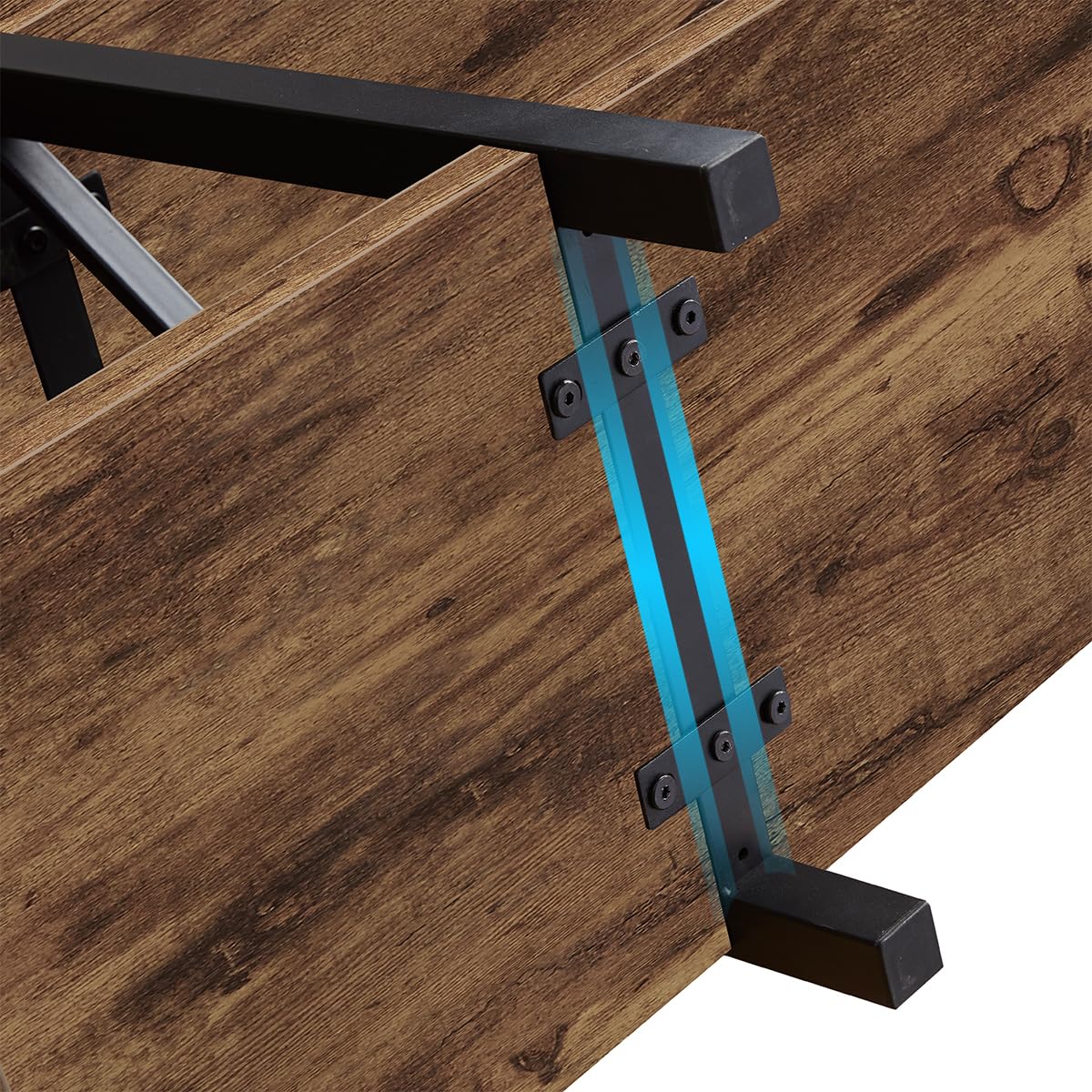 LVB Rustic Console Table, Industrial Wood Metal Sofa Table Behind Couch, Farmhouse Long Entryway Table with Storage Shelf, Large Wooden Foyer Hallway LVB