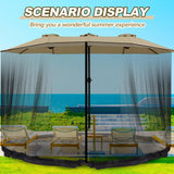 Wesnoy 13-15 ft Umbrella Mosquito Netting Patio Mosquito Netting with Double Zipper Door Patio Umbrella Screen Enclosure Mesh Mosquito Umbrella Canopy Mesh Net Screen for 10'x10' Pop up Gazebo, Black Wesnoy