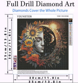 Sun and Moon Diamond Art Kits for Adults, Round Full Drill Diamond Painting Kits for Beginners Gem Art Painting Kits, DIY 5D Diamond Dots Painting with Diamond Arts and Crafts Wall Decor 14x14inch YSUNETER