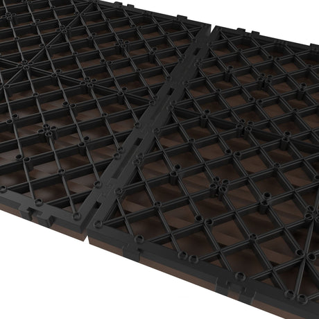 Pure Garden Patio and Deck Tiles - 24-Pack Interlocking 12x12 Wood Plastic Composite Weather-Resistant Outdoor Flooring Pavers (Brown) Pure Garden