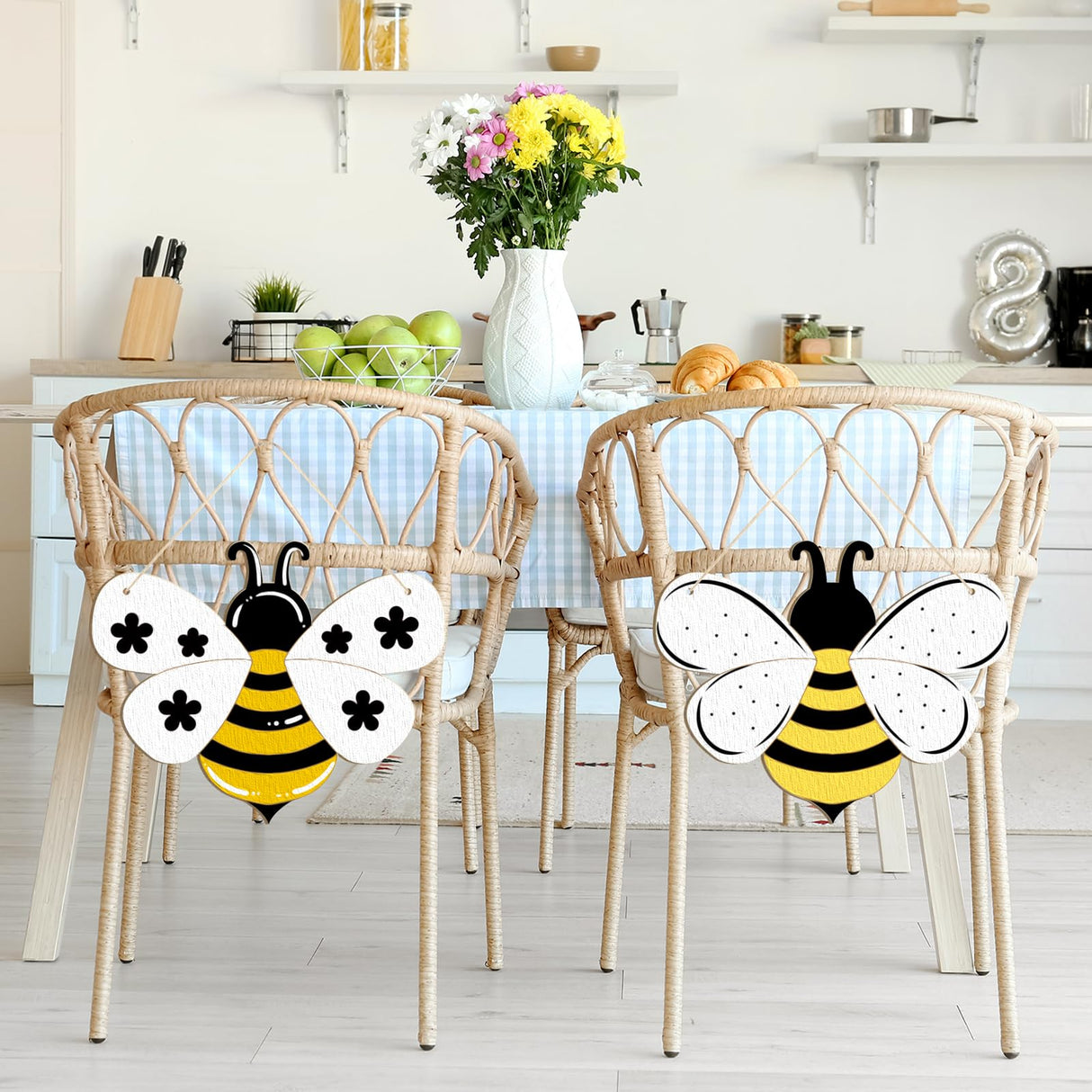 Large Size 12" Wooden Spring Ornaments to Paint, Bee Wooden DIY Blank Unfinished Round Wood Discs Ornament for Crafts Hanging Decorations(3PCS) Sophena