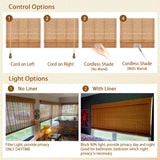 CHEFRU Cordless Bamboo Window Roman Shades, Almond, Indoor/Outdoor Privacy Cordless Wood Window Shades Blinds CHEFRU