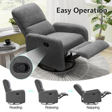 Jocisland Swivel Rocker Recliner Chair for Adults, Nursery Rocking Reclining with High Back, Small Glider for Small Spaces/Living Room/Bedroom/Nursing, Gray Teddy Jocisland