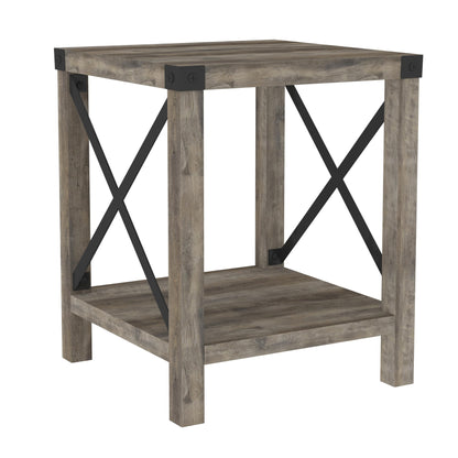 Walker Edison Sedalia Modern Farmhouse Metal X Side Table, 18 Inch, Grey Wash - WoodArtSupply