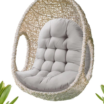 MQK Thick Egg Chair Cushion Replacement, Button Tufted Outdoor Swing Chair Cushion with High Elasticity PP Cotton and Skin-Friendly Fabric, Hanging Cushion for Patio Porch Furniture (Only Cushion)