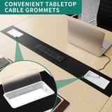 YITAHOME 8FT Conference Table with Power Outlets, 94.5" Meeting Table with Rectangle Grommet, Boat Shaped Seminar Boardroom Table for Office Conference Room, Light Wood Grain YITAHOME