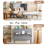 Merax Full Size Murphy Bed with USB Port and Removable Shelves on Each Side, Grey Merax