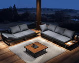 LUXOAK 6-Piece Patio Furniture Sets, Outdoor Aluminum Furniture Sofa, with Wood Side Table & Washable Cushions LUXOAK