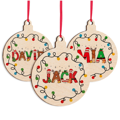 Personalized Christmas Tree Decor Ornament, Xmas Stocking & Gift Tag with Custom Name, Wooden Holiday Decoration and Keepsake Generic
