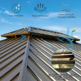 Domi 10'x12' Outdoor Hardtop Gazebo Permanent Canopy with Galvanized Steel Roof,Aluminum Frame,Curtains and Netting,for Patios,Backyard,Lawns(Wood Grain Coated) domi outdoor living