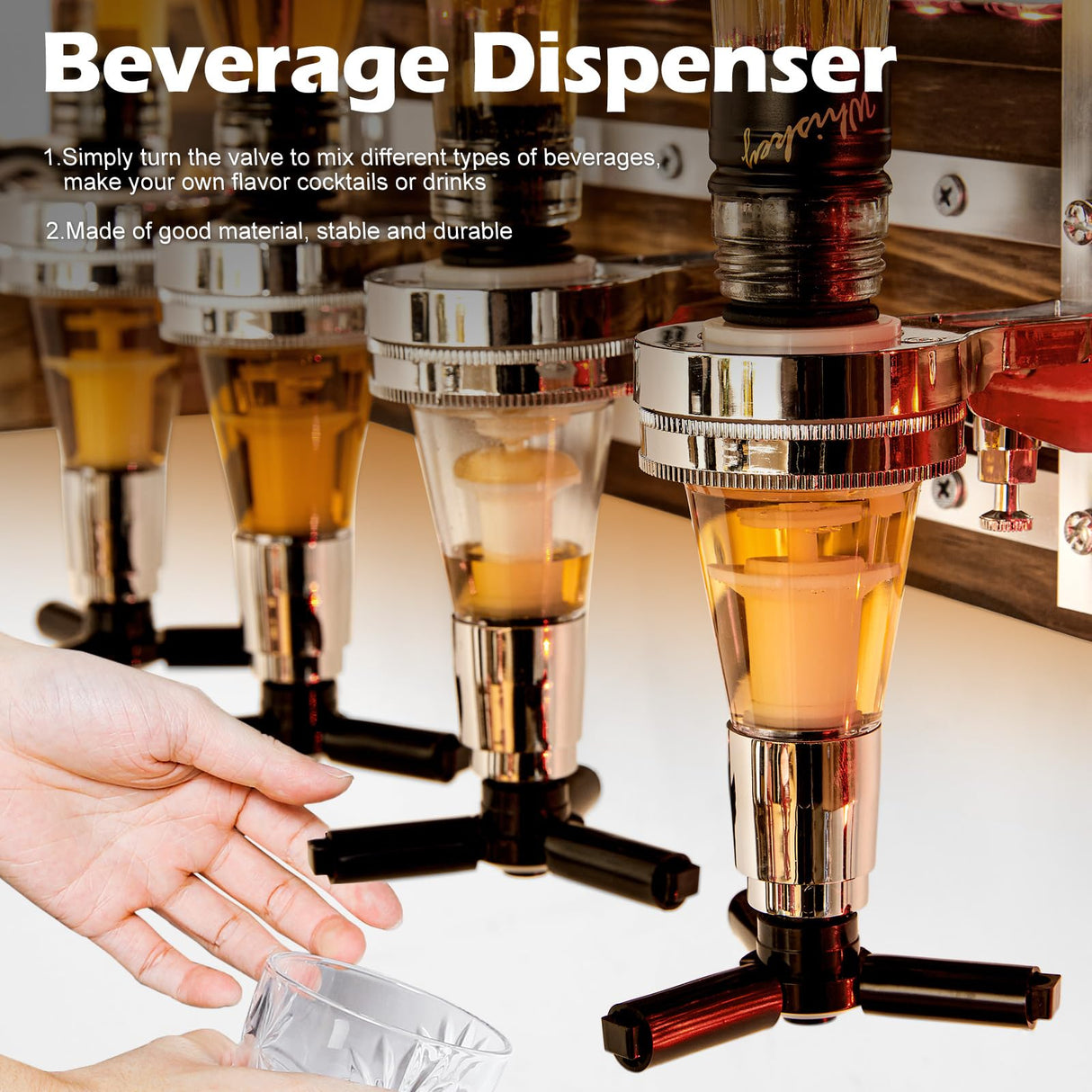 Homde Wine Rack with LED Light Wall Mounted Wood Wine Shelf with Bottle Stemware Glass Holder Rustic Wine Display Storage Rack with 4-Bottle Liquor Dispenser for Home Bar Kitchen Decor Homde