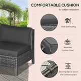 Outsunny Patio Furniture Set, 9 Piece Outdoor Sectional Sofa, All-Weather PE Rattan Wicker Conversation Set with Chairs, Ottoman, Loveseat, Coffee and Side Table, Cushions, Black Outsunny