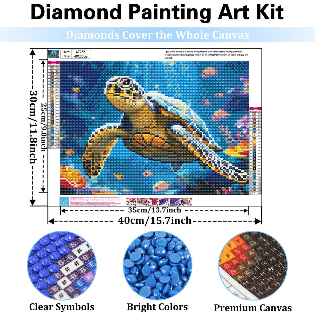 Reivworl Sea Turtles Diamond Art Kits for Adults, Turtles Diamond Painting Kits, Gem Art Kit for Gifts and Home Interior Decor 12x16 Inch Reivworl