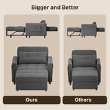 Gizoon Sofa Bed Chair 3 in 1 Convertible, Pullout Single Sleeper Chair Bed with Adjustable Backrest, Spacious Multifunctional Sofa Couches for Living Room, Bedroom, Apartment Gizoon