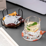 handlish 6 Pieces of Cute cat Diamond Art Coaster with Stand, Adult and Child Diamond Painting Art Set, DIY Diamond Art for Beginners, Family Craft Items (CAT) handlish