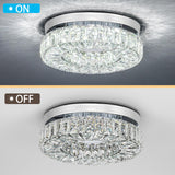 11.8” Crystal Ceiling Light Fixture Bedroom Chandelier Ceiling Light LED Flush Mount Chandelier for Dining Room Hallway (6500K Cool White) Without Remote Control Cainjiazh