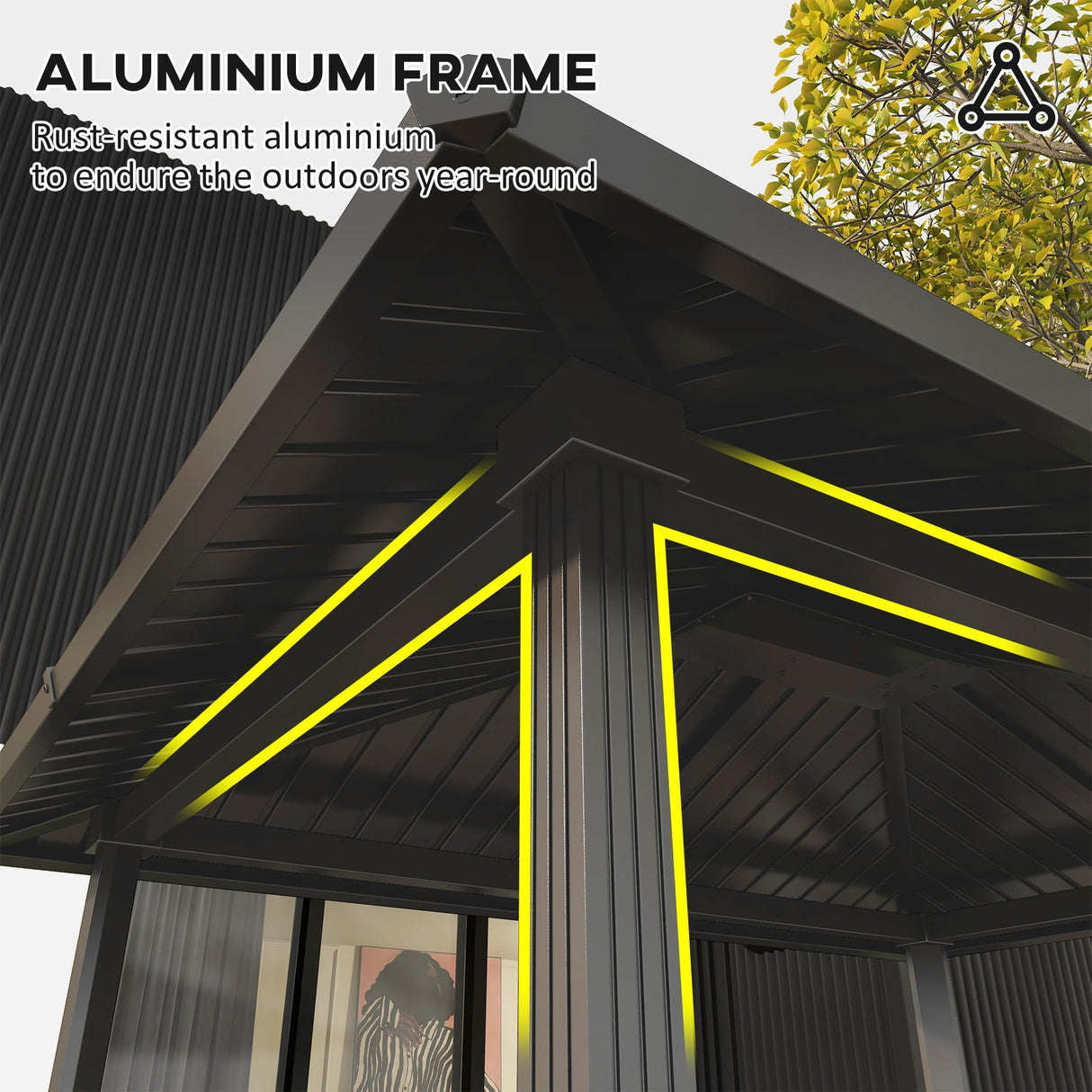 Outsunny 6' x 8' Hardtop Grill Gazebo, BBQ Gazebo with Metal Roof, Aluminum Frame and 2 Side Shelves, for Patio, Lawn, Garden Outsunny