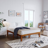 Giantex 14 Inch Queen Walnut Wood Platform Bed Frame with Heavy Duty Slat Support, Minimalist Design, No Box Spring Needed Giantex