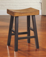 Signature Design by Ashley Glosco Farmhouse 25.5" Counter Height Saddle Barstool, Set of 2, Two-Tone Brown Signature Design by Ashley