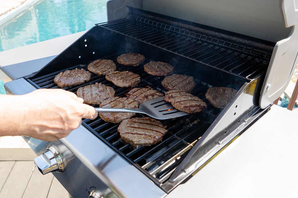 Permasteel 3-Burner Propane Gas Grill, 30,000 BTUs BBQ Grill with Cast Iron Grates, Foldable Side Tables & Tool Hooks, Outdoor Grill, Azure Permasteel