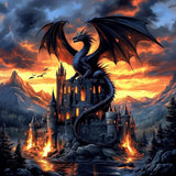 NEWENMO Castles Diamonds Painting Kits for Adults Beginner DIY 5D Dragon Diamond Art Paint with Round Diamonds, Full Drill Gem Art Animal Diamonds Painting for Craft Home Wall Decor 12x12 in NEWENMO