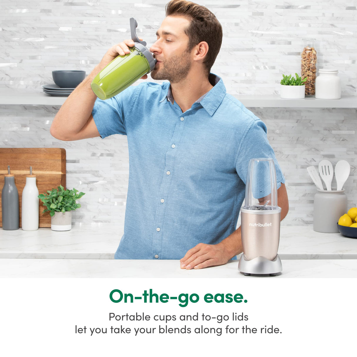 nutribullet Pro 900 Watt Personal Blender - 13-Piece High-Speed Blender/Mixer System, Champagne NutriBullet