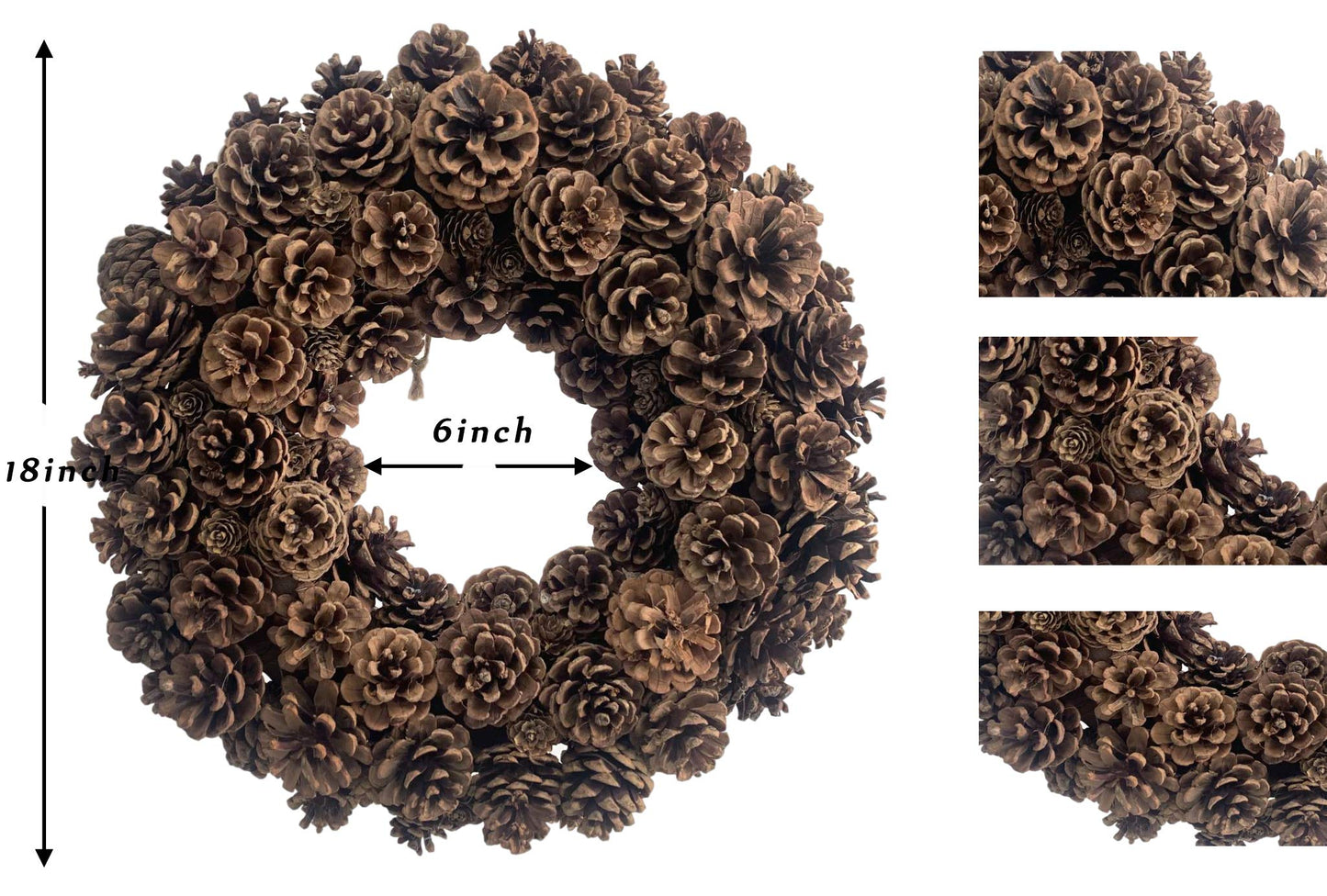 20 Inch Fall Front Door Wreath Natural Pinecone Wreath Polyfoam Base Flower Farmhouse Grapevine Wreath Blossom Cluster Wreath for Thanksgiving Celebration Front Door Wall Window Christmas Decor