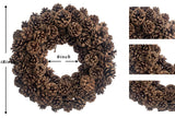 20 Inch Fall Front Door Wreath Natural Pinecone Wreath Polyfoam Base Flower Farmhouse Grapevine Wreath Blossom Cluster Wreath for Thanksgiving Celebration Front Door Wall Window Christmas Decor Huashen