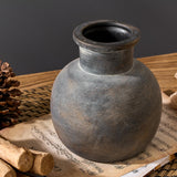 SIDUCAL Ceramic Rustic Farmhouse Vase | 6 Inch Pottery Decorative Flower Vase for Home Decor | Boho Vase | Terracotta Vase for Table, Living Room, Bathroom Decoration, Shelf Decor, Mantel, Bronze SIDUCAL