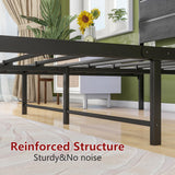 Full Size HOJINLINERO Bed Frame with Wood Headboard, LED Lights & Charging Station HOJINLINERO