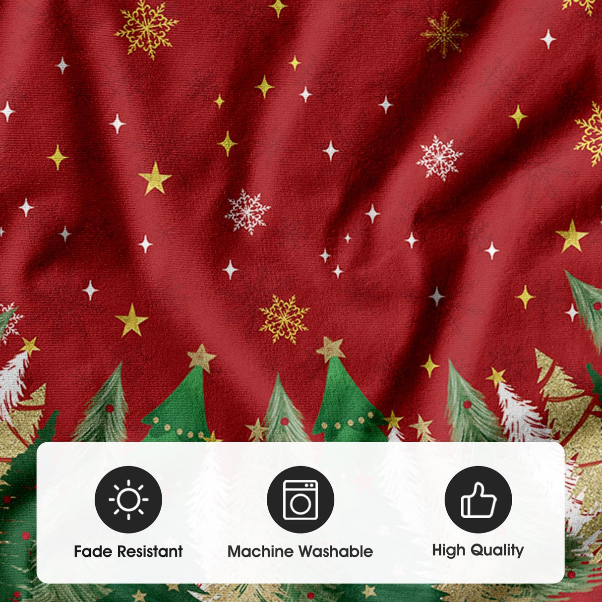 AVOIN colorlife Christmas Star Snowflake Red Christmas Tree Skirt 36 Inch, Fir Pine Spruce Winter Holiday Tree Mat Decoration AVOIN colorlife