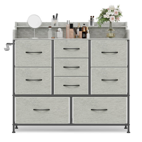 ErgoDesign 9 Drawers Dresser with Hooks, Dressers for Bedroom, Living Room, Hallway, Nursery (Greige) ErgoDesign