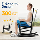 VIVOHOME Oversized Wooden Rocking Chair with Anti-Slip Strips for Noise Reduction, Suitable for Indoor, Porch, Garden, Black VIVOHOME