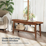 HOOBRO Dining Bench, 2-Tier Bamboo Farmhouse Entryway Bench, Indoor Storage Wooden Bench for Living Room, Dining Room, Hallway, Bedroom, Entryway, Bathroom, Brown BR06CD01 HOOBRO