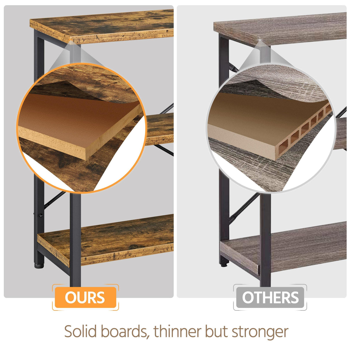 Yaheetech 55 Inch Console Table, Industrial Entryway Table with 3-Tier Storage Shelves, Sofa Table Narrow Long for Living Room, Entryway, Hallway, Foyer, Metal Frame, Rustic Brown Yaheetech