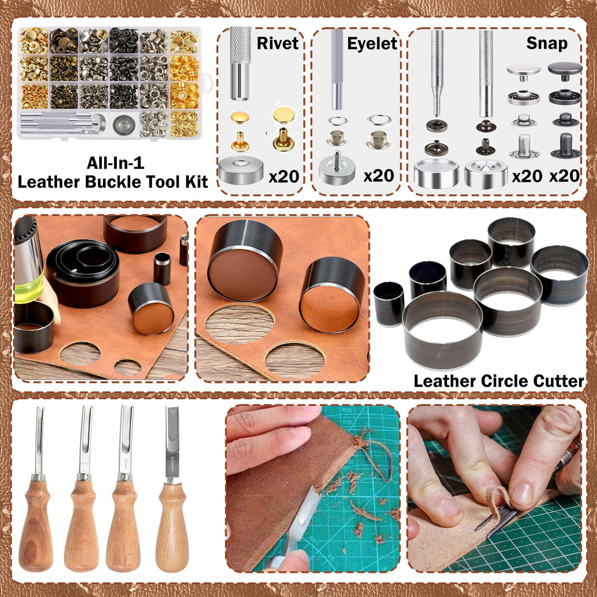 All-in-1 Leather Working Tools Kit for Beginners Professional, Starter Leather Tooling Crafting Working Making Tools and Supplies Kit Set for Adult, Include Leather Pony, Stamping Punching Tools intonly