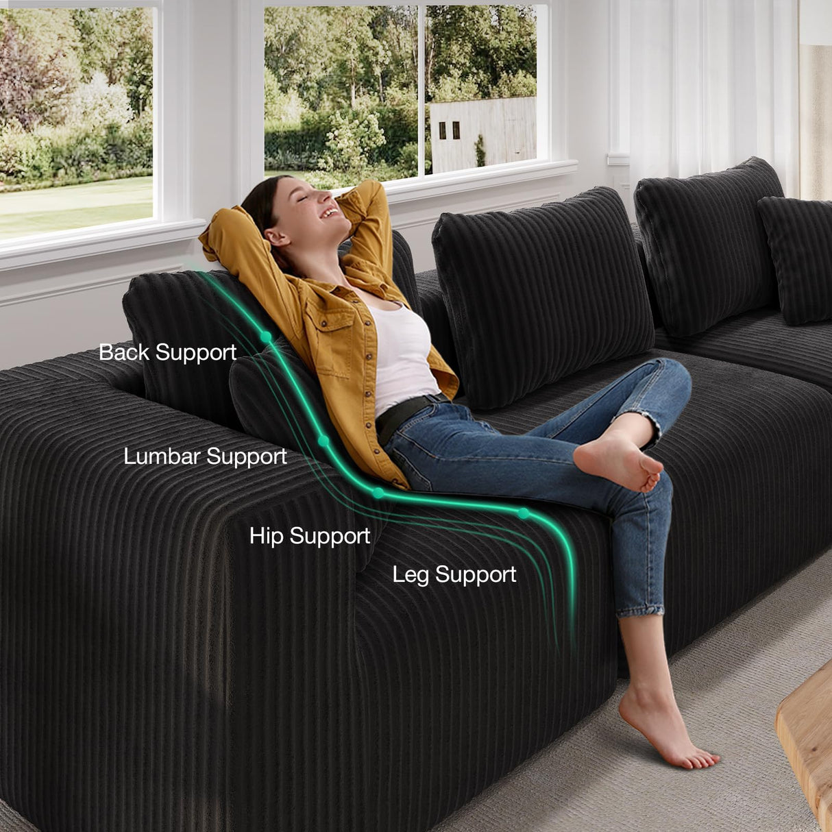 Novilla 141" Modular Sectional Sofa, Modern Cloud Sectional Couch with Smarts Coil™ Support, U-Shape Boneless Couch for Living Room Apartments Bedroom, No Assembly Required (4 Seater + 4 Ottoman) Novilla