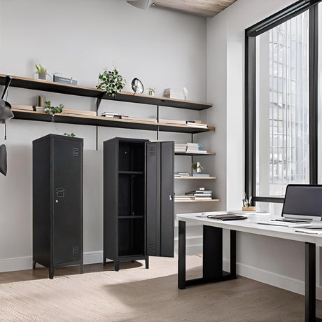 FURSTEL Metal Locker with Doors and Shelves, Locking Storage Cabinets for Small Spaces, Lockers for Employees, Lockable Storage Lockers for Office Garage School Gym FURSTEL