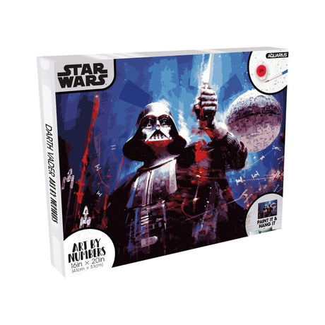 AQUARIUS Star Wars Darth Vader Art by Numbers Painting Kit (16 x 20 Stretched Canvas) 24 Paints, 3 Paint Brushes, Ready to Hang, Officially Licensed Star Wars Mandaalorian Collectible - 16x20 in AQUARIUS