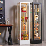 BECHAEO Glass Display Cabinet with 12 Color Lights and Lock, 4-Tier Curio Cabinet with Tempered Glass Door, Adjustable Shelves, 63" Metal Display Case for Collectibles Living Room, White BECHAEO