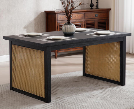 chairus Dining Table Black Wood, Rattan Legs - 20843 chairus