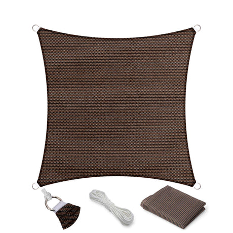 Eden's Decor Square 15' x 15' Brown Sun Shade Sail Canopy UV Block for Backyard Porch Pergola Lawn Garden Carport Eden's Decor