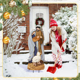 Reallnaive 30 Inch Large Christmas Outdoor Nativity Scene for Yard with Stake Metal Christmas Nativity Set Outside Waterproof Rustic Yard Lawn Signs for Garden Holiday Lawns Decoration Reallnaive