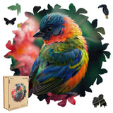 Wooden Puzzles for Adults, Finch Bird Wooden Jigsaw Puzzles 200pcs, Medium, Unique Shape Animal Adult Puzzles, Irregular Wood Puzzles Creative Gift for Adults and Kids Family Game(10.9 x 11.2 in) Qiuenisray