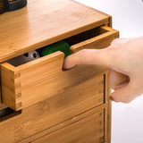 DEAYOU Bamboo Desk Organizer, Bamboo Storage Cabinet Box with 4 Drawers for Letter, Home Office Supplies, 3-Layer DEAYOU