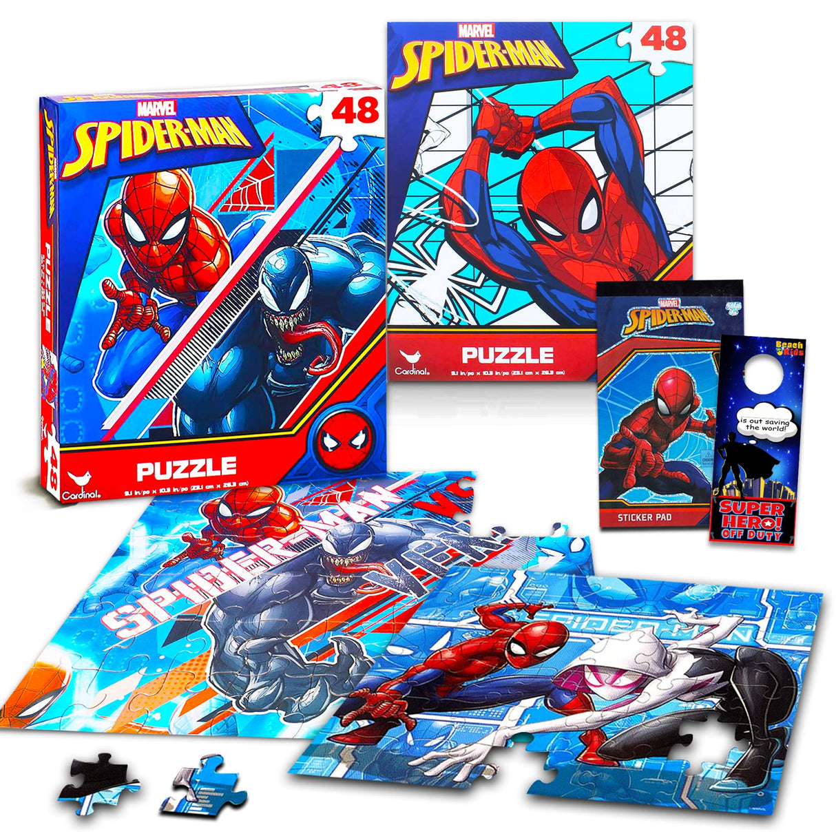 Marvel Spider-man Jigsaw Puzzle Bundle ~ Marvel Superhero Puzzle for Kids | Featuring Spiderman and Venom Jigsaw Puzzle with Spiderman Stickers and More (Spiderman Toys and Games). Marvel