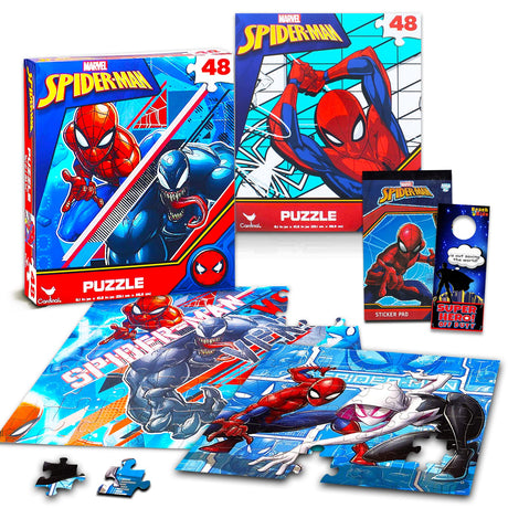 Marvel Spider-man Jigsaw Puzzle Bundle ~ Marvel Superhero Puzzle for Kids | Featuring Spiderman and Venom Jigsaw Puzzle with Spiderman Stickers and More (Spiderman Toys and Games). Marvel